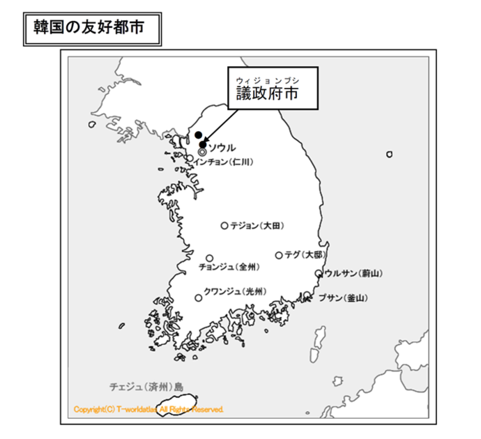 議政府（ういじょんぶ）市の位置図