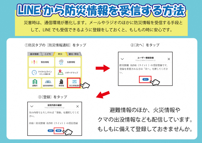 LINEから防災情報を受信する方法