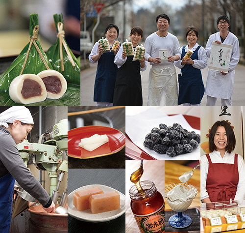 写真:新発田ブランドの商品と働く人々